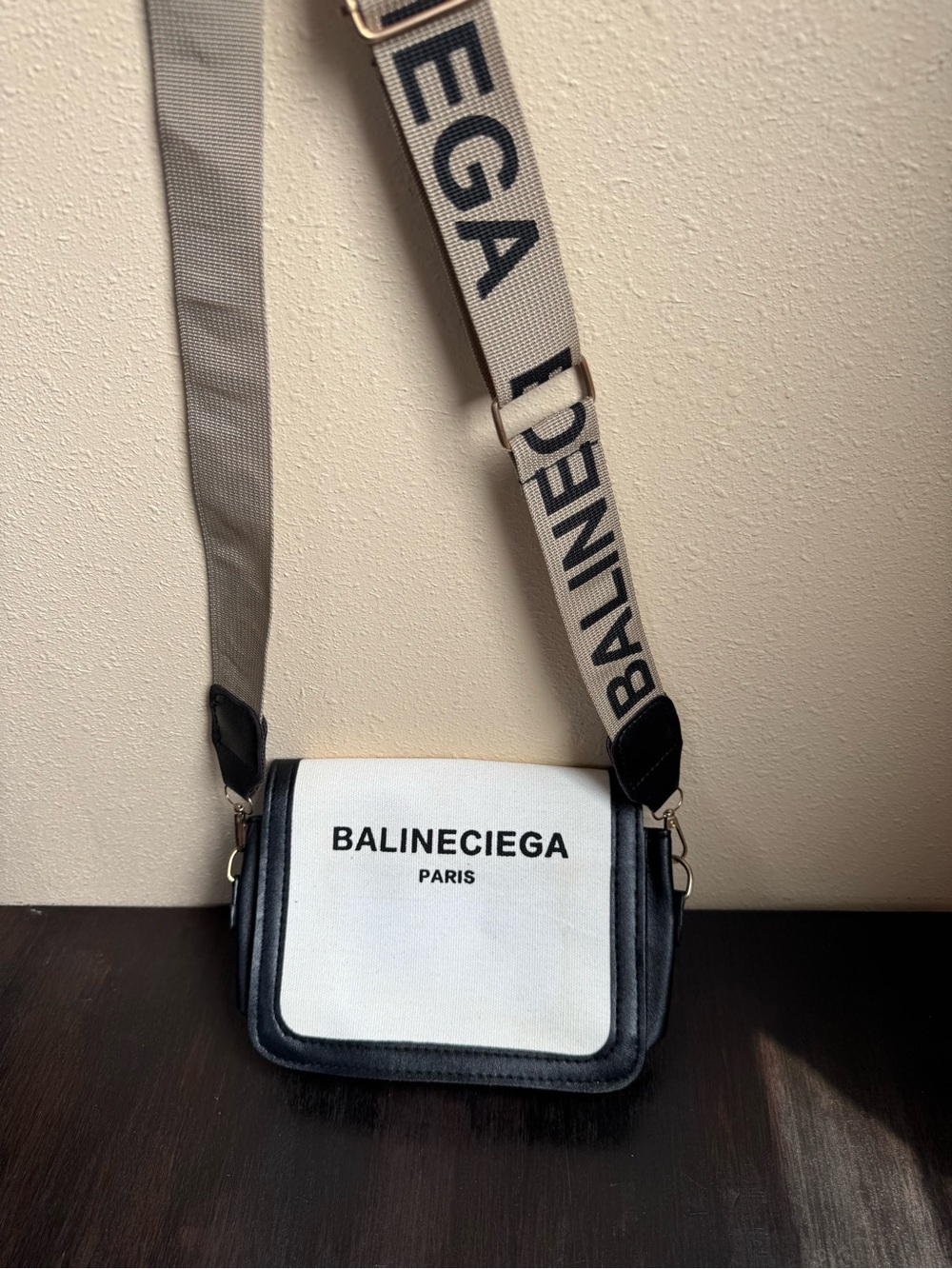 & Other Stories White and Black Logo Crossbody Bag